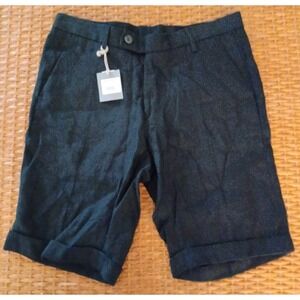 NWT Primo Emporio Men Shorts 100% Linen Sz EU46 Bermuda Black Made in Italy NWT